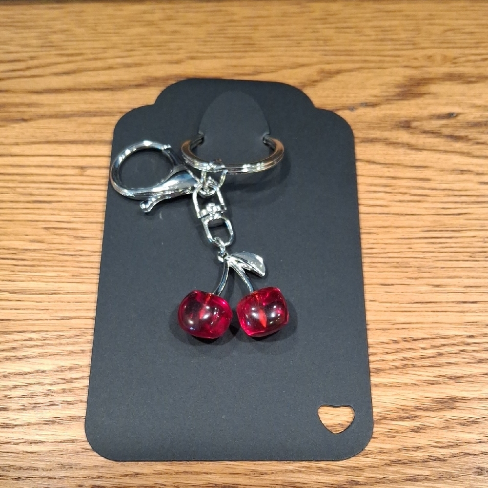 Cherry Keychain with Silver Accents